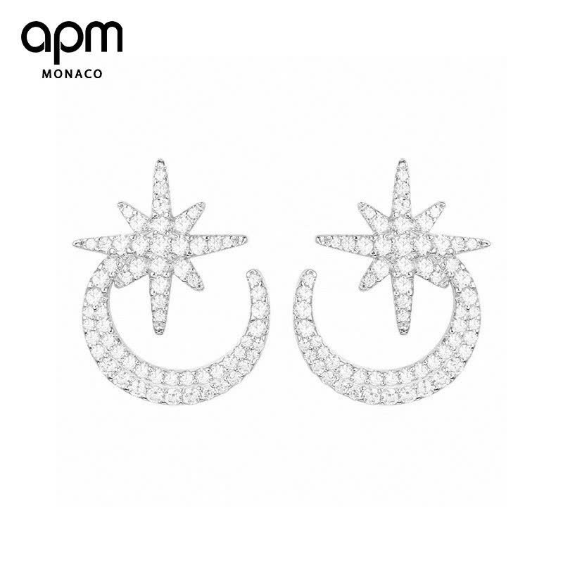 APM Monaco Star and Crescent Stud Earrings